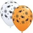 balony pajaki i pajeczyny halloween bialo pomaranczowy qualatex 11 25 szt