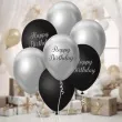 balony pastel metalik mix happy birthday srebrny czarny godan 12 7 szt