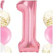 balony roczek 1 urodziny dziewczynki rozowy jasny partypal zestaw