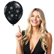 balony srebrne gwiazdy czarne qualatex 11 25 szt