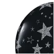balony srebrne gwiazdy czarne qualatex 11 25 szt