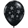 balony srebrne gwiazdy czarne qualatex 11 25 szt