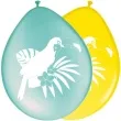 balony tukan na lisciu palmy zolto turkusowe 12 8 szt