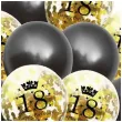 balony z konfetti happy birthday 18 mix z konfetti czarno zloty jix 12 10 szt