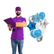 balony zestaw imprezowy its a boy bialo srebrno niebieski folat 10 szt