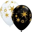 balony zlote gwiazdki czarne qualatex 11 25 szt