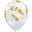 balony zlote pawie piora transparentne qualatex 11 25 szt