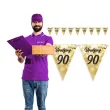 baner flagi 90 urodziny fajerwerki zloto kremowe 3 6 m