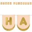 baner happy birthday rozowy jasny zloty partydeco 1 5 m