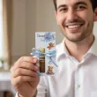 bileciki merci personalizowane podziekowania dla gosci na chrzest swiety chlopca niebieski mis