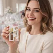 bileciki merci personalizowane podziekowania dla gosci na chrzest swiety dziewczynki rozowy mis