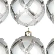 bombki desen z cyrkoniami plastikowe srebrno guirca 6 cm 6 szt