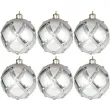 bombki desen z cyrkoniami plastikowe srebrno guirca 6 cm 6 szt