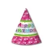czapeczki papierowe happy birthday rozowe 6 szt