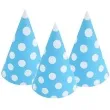 czapeczki papierowe kropki biale blekitne bal 6 szt