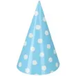 czapeczki papierowe kropki biale blekitne bal 6 szt