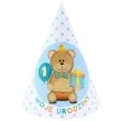 czapeczki papierowe moje 1 urodziny blekitne 6 szt