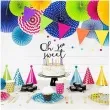 czapeczki papierowe pomponiki mix kolorow partydeco 16 cm 6 szt