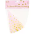 czapeczki papierowe zlote groszki rozowe 6 szt