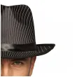 czarny kapelusz w paski gangstera dodatek do stroju na karnawal mafia kostium retro lata 20 30 40