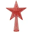 czubek choinkowy gwiazda z podstawa czerwony guirca 27 cm
