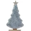 dekoracja choinka z szarym futerkiem drewniana arpex 30 cm
