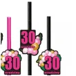 dekoracja do napojow na 30 urodziny slomki papierowe liczba 40 baloniki 6 szt