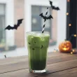 dekoracja do napojow na halloween slomki papierowe ozdoba stolu jednorazowe czarno biale 6 szt