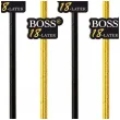 dekoracja do napojow na urodziny slomki papierowe bosski 18 latek czarno zlote 6 szt