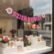 dekoracja do powieszenia na dzien kobiet baner girlanda papierowa gerbery rozowy 2 m