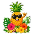 dekoracja do przyklejenia na okno drzwi hawajskie party ananas wakacje lato aloha kwiaty