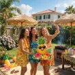 dekoracja do przyklejenia na okno drzwi hawajskie party ananas wakacje lato aloha kwiaty