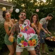 dekoracja do przyklejenia na okno drzwi hawajskie party flaming wakacje lato aloha kwiaty