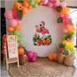 dekoracja do przyklejenia na okno drzwi hawajskie party flaming wakacje lato aloha kwiaty