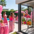 dekoracja do przyklejenia na okno drzwi hawajskie party flaming wakacje lato aloha kwiaty