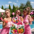 dekoracja do przyklejenia na okno drzwi hawajskie party flaming wakacje lato aloha kwiaty