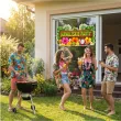 dekoracja do przyklejenia na okno drzwi hawajskie party kwiaty i owoce wakacje lato aloha