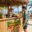 dekoracja do przyklejenia na okno drzwi hawajskie party kwiaty i owoce wakacje lato aloha