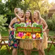 dekoracja do przyklejenia na okno drzwi hawajskie party kwiaty i owoce wakacje lato aloha