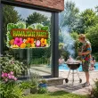 dekoracja do przyklejenia na okno drzwi hawajskie party kwiaty i owoce wakacje lato aloha