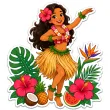 dekoracja do przyklejenia na okno drzwi hawajskie party tancerka wakacje lato aloha kwiaty