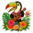 dekoracja do przyklejenia na okno drzwi hawajskie party tukan ukulele wakacje lato aloha kwiaty