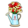 dekoracja drewniana 3d kwiatek 8 marca tulipany i zonkile 14 cm