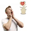 dekoracja drewniana 3d kwiatek serce i love you 14 cm