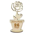 dekoracja drewniana 3d kwiatek z cyrkonia dzien matki 26 maja 14 cm