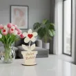 dekoracja drewniana 3d kwiatek z sercem holo na dzien kobiet 14 cm