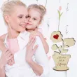 dekoracja drewniana 3d kwiatki z serduszkiem na dzien matki holo 14 cm