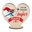 dekoracja drewniana 3d serduszko dzien mama super mama 10 cm