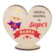 dekoracja drewniana 3d serduszko super babka 10 cm