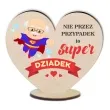 dekoracja drewniana 3d serduszko super dziadek 10 cm